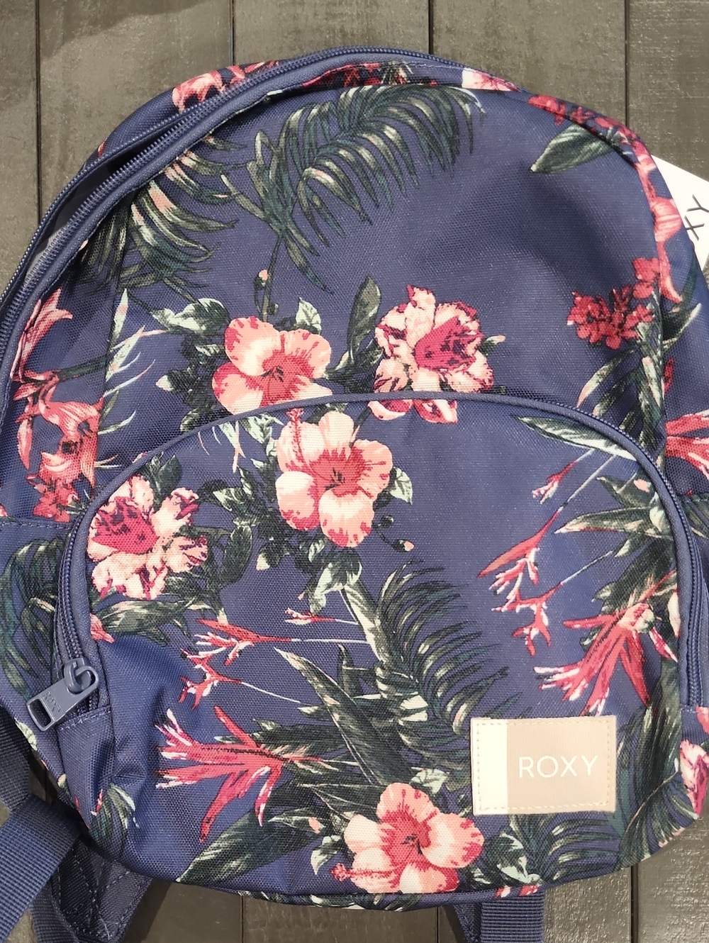 Roxy Floral Navy Mini Backpack with Pink Accents